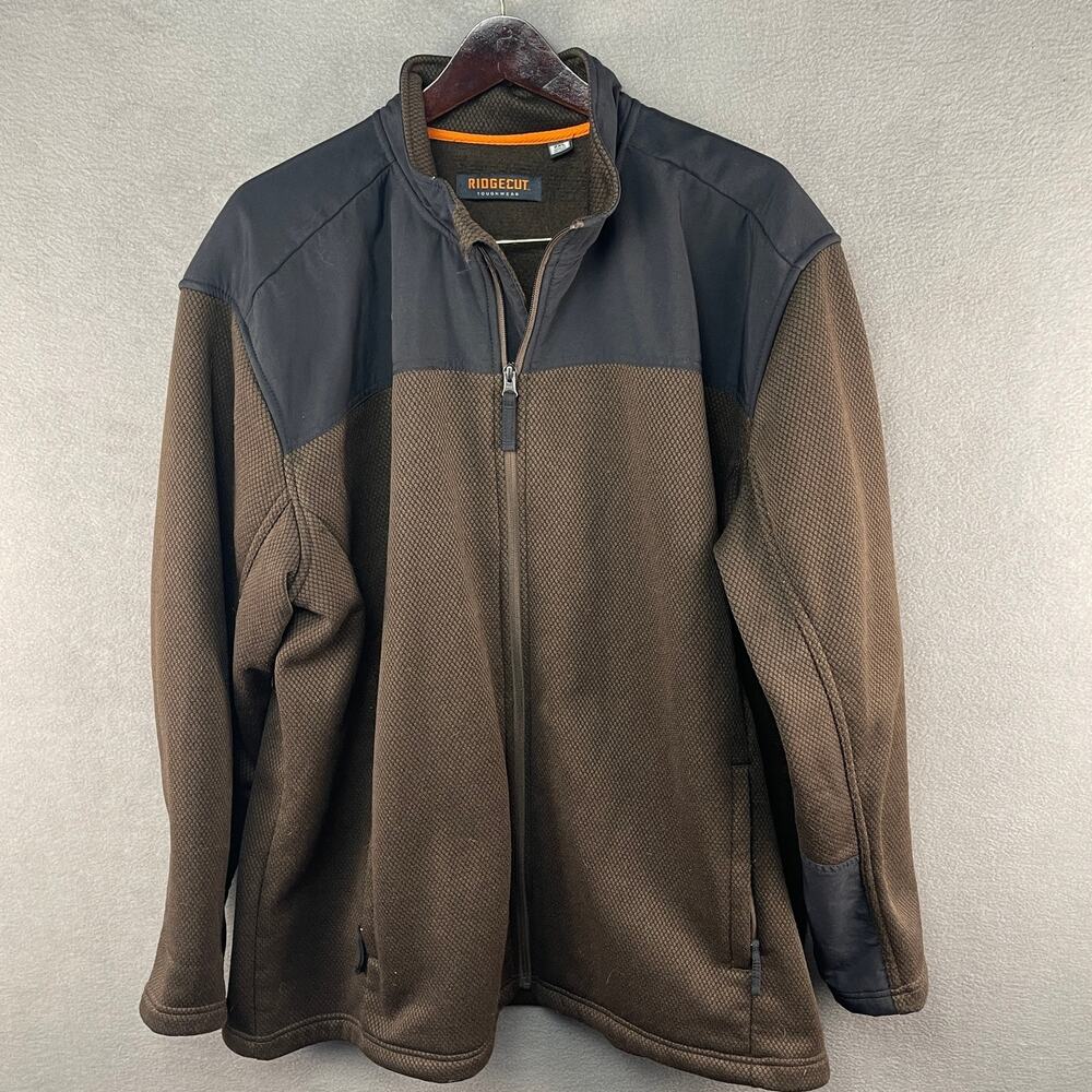 Ridgecut Jacket Mens 2XL Brown Black Full Zip Toughwear Fleece Lined Workwear